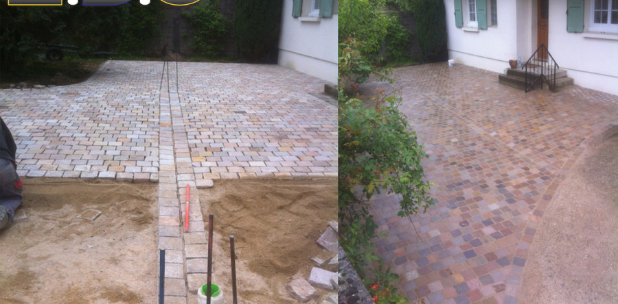 Fourniture, préparation et pose de pavés 91